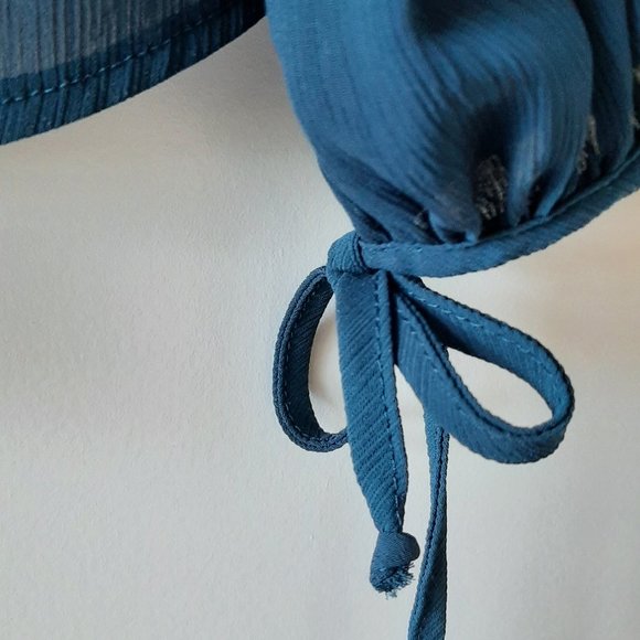 ZARA - V-Neck Blouse - Peacock Blue - Size Medium - Picture 3 of 4